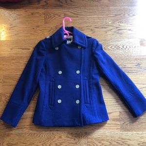 J.Crew Wool Pea Coat - worn once - blue / purple